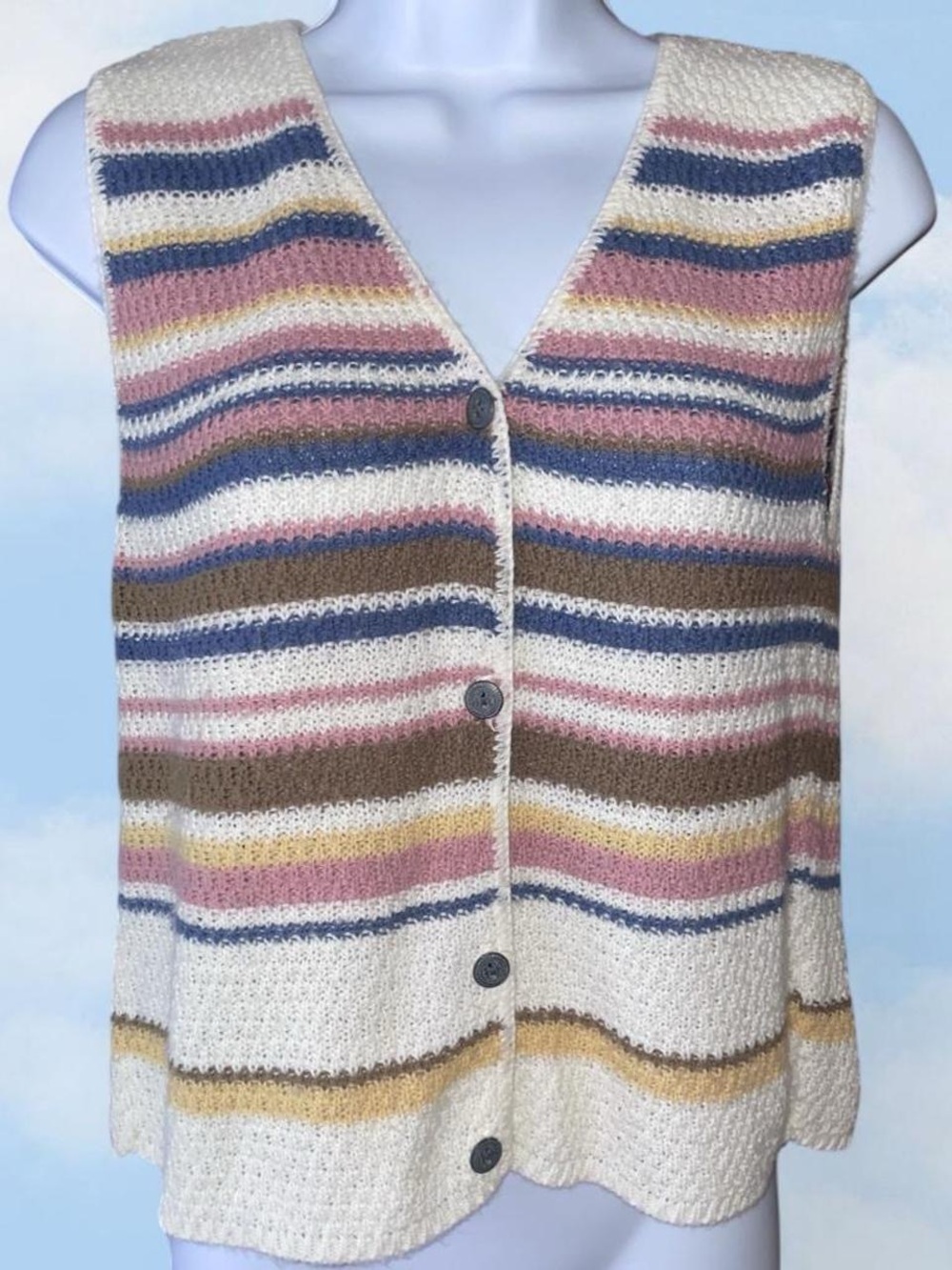 90s vintage Backroad Blues multicolor striped button up knit vest
